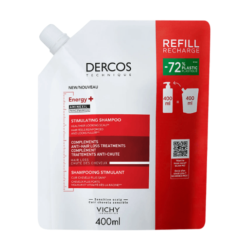 Vichy DERCOS Energy+ Stimulačný šampón proti vypadávaniu vlasov - náhradná náplň 400 ml