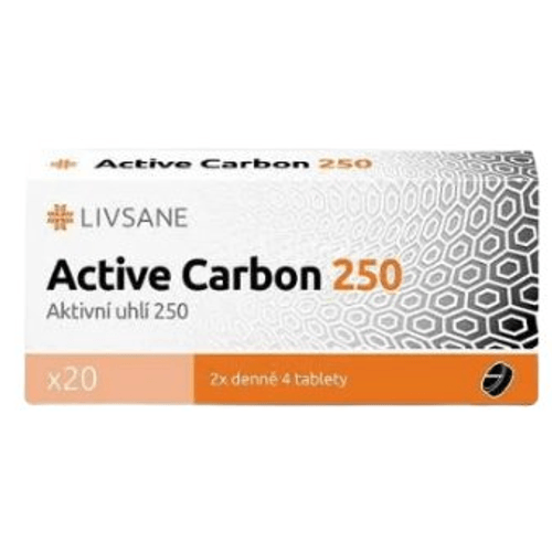 Livsane Active carbon 250 čierne uhlie 20 tbl