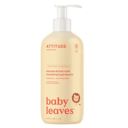 Attitude Detské telové mydlo a šampón (2 v 1) Baby leaves s vôňou hruškovej šťavy 473 ml